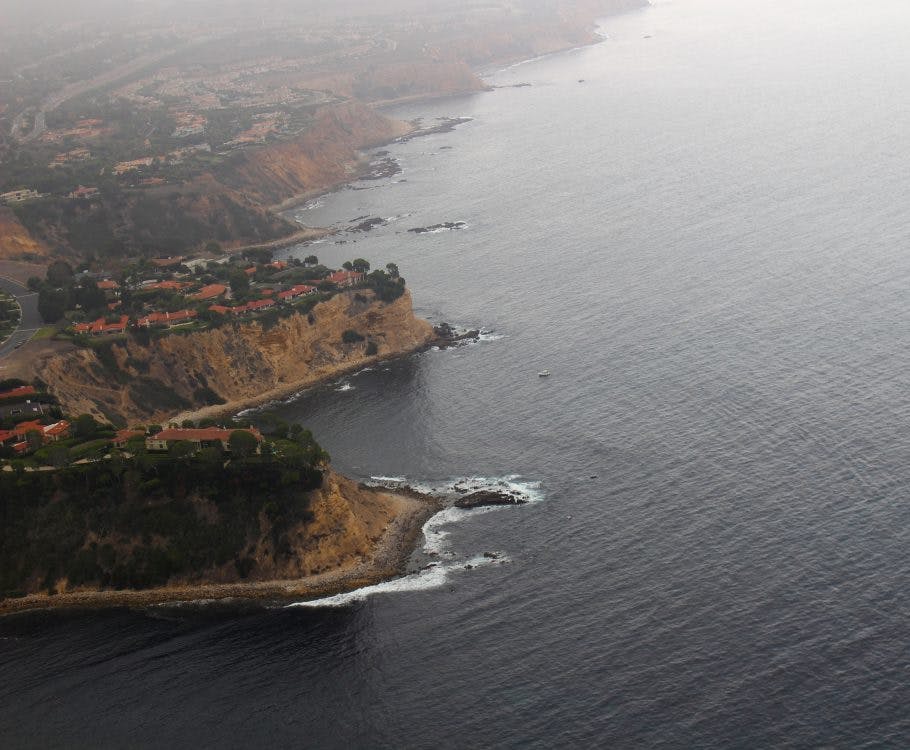 Aerial view of the Palos Verdes Peninsula during aerial monitoring